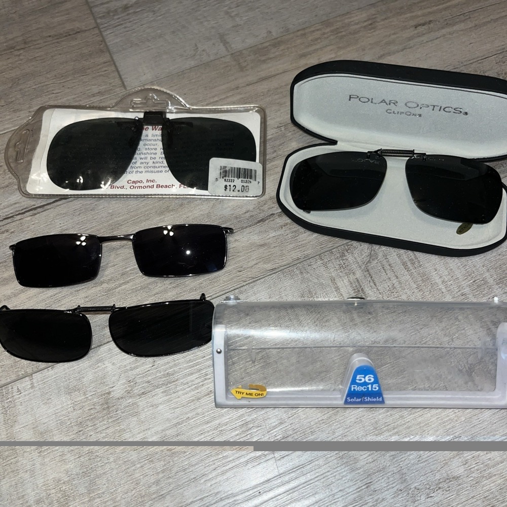 VTG Capo Polarized Flip Up Clip On Sunglasses Unisex Frame Lens‎  Lot Of 4